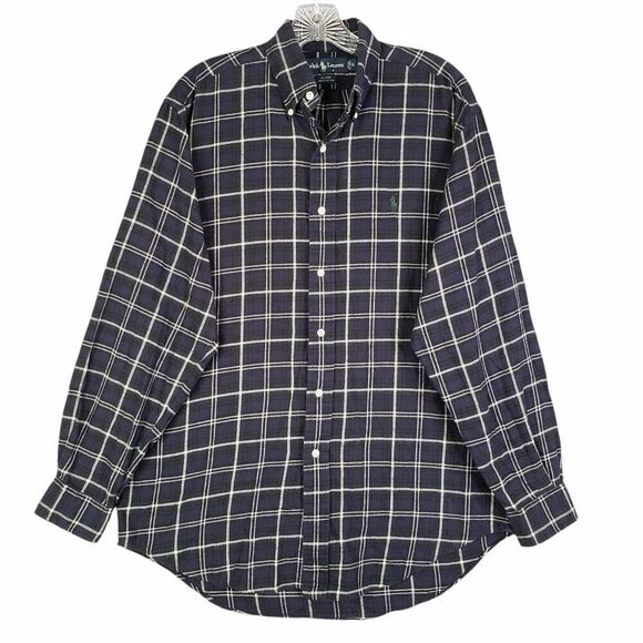 Polo Ralph Lauren Oxford Shirt Men's Size Small Blue Plaid LS Blaire Button Down - Picture 2 of 12